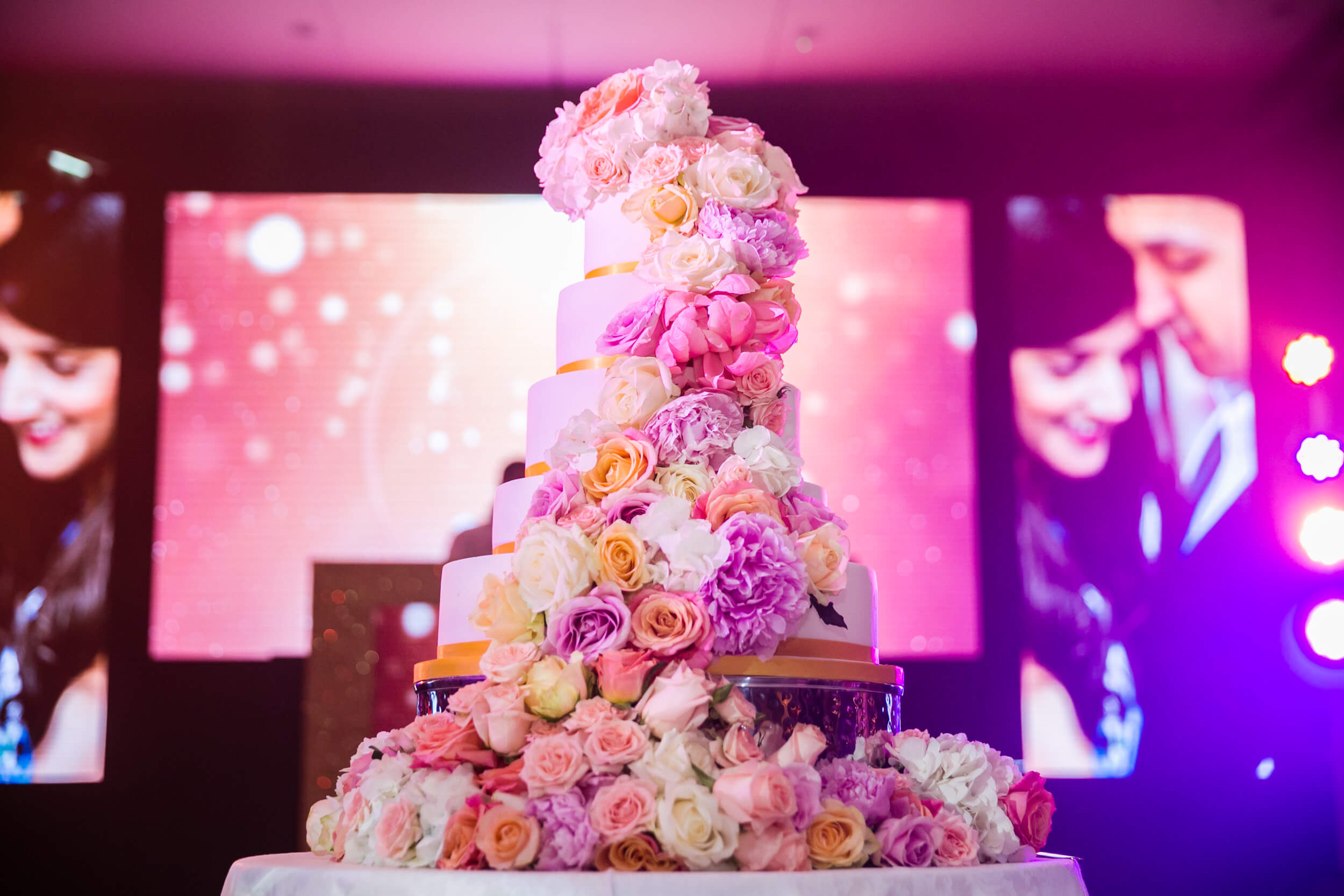 Luxury Wedding Cake with Cascading Flowers